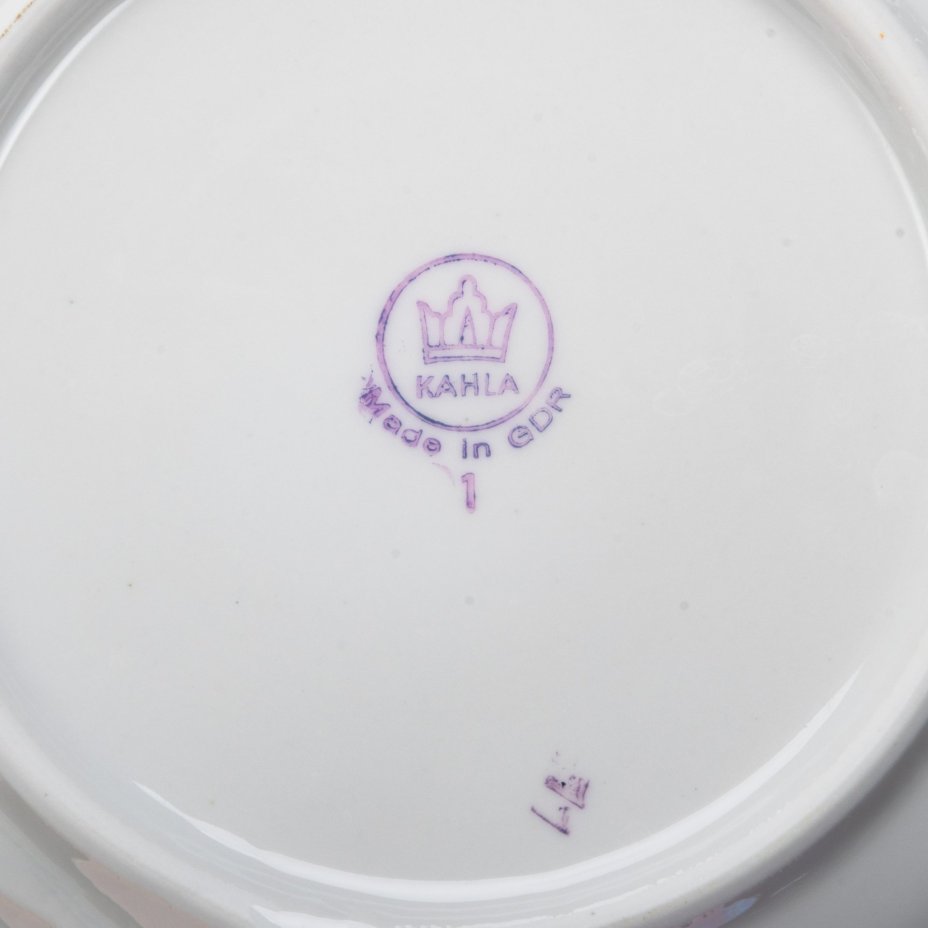 Набор предметов из сервиза "Розы" на 5 персон (18 предметов), фарфор, люстр, деколь, золочение, Kahla, Германия, 1960-1990 гг.