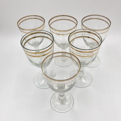 Набор из 6-ти бокалов с золоченой каймой, стекло, золочение, СССР, 1960-1980 гг.