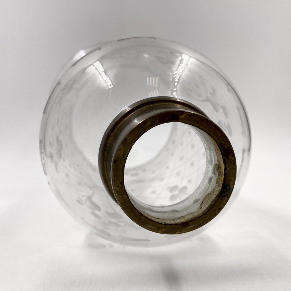 Плафон с флоральным декором, стекло, металл, СССР, 1960-1990 гг.