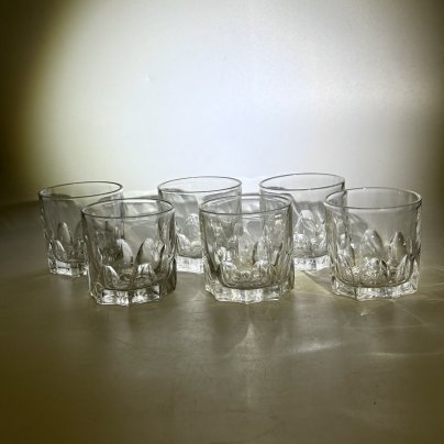 Набор из 6-ти стопок с рельефным декором, стекло, СССР, 1980-1990 гг.