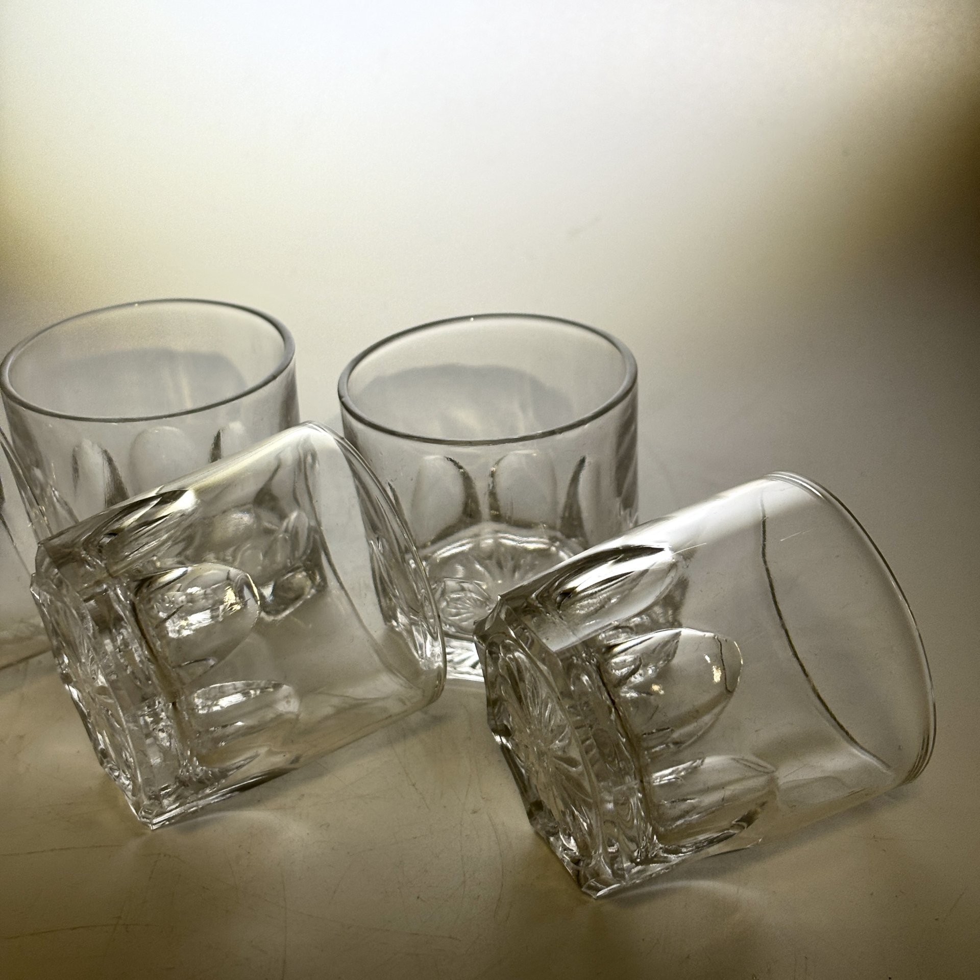 Набор из 6-ти стопок с рельефным декором, стекло, СССР, 1980-1990 гг.