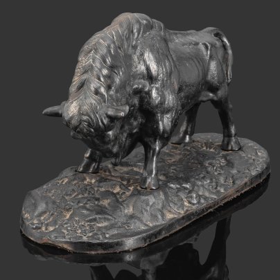Скульптура "Зубр", чугун, крашение, Кусинский чугунолитейный завод (Куса), СССР, 1962 г.