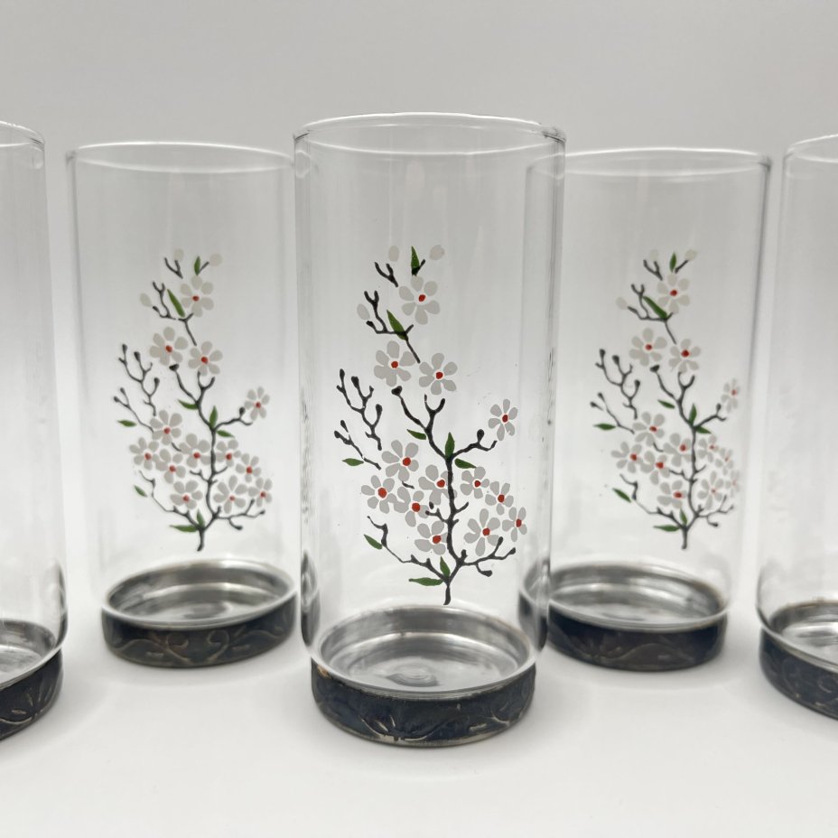 Набор "Подарочный" из шести стаканов с декором в виде цветущих яблонь, в оригинальной коробке, АО "Светлана"