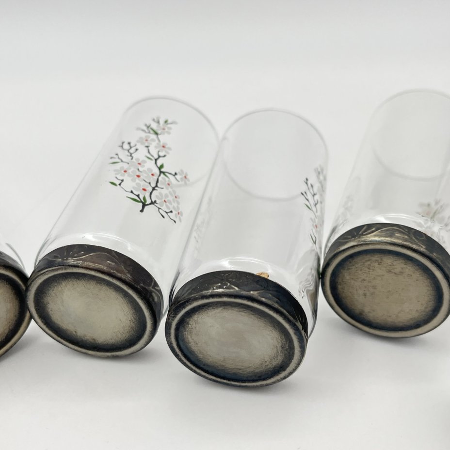 Набор "Подарочный" из шести стаканов с декором в виде цветущих яблонь, в оригинальной коробке, АО "Светлана"