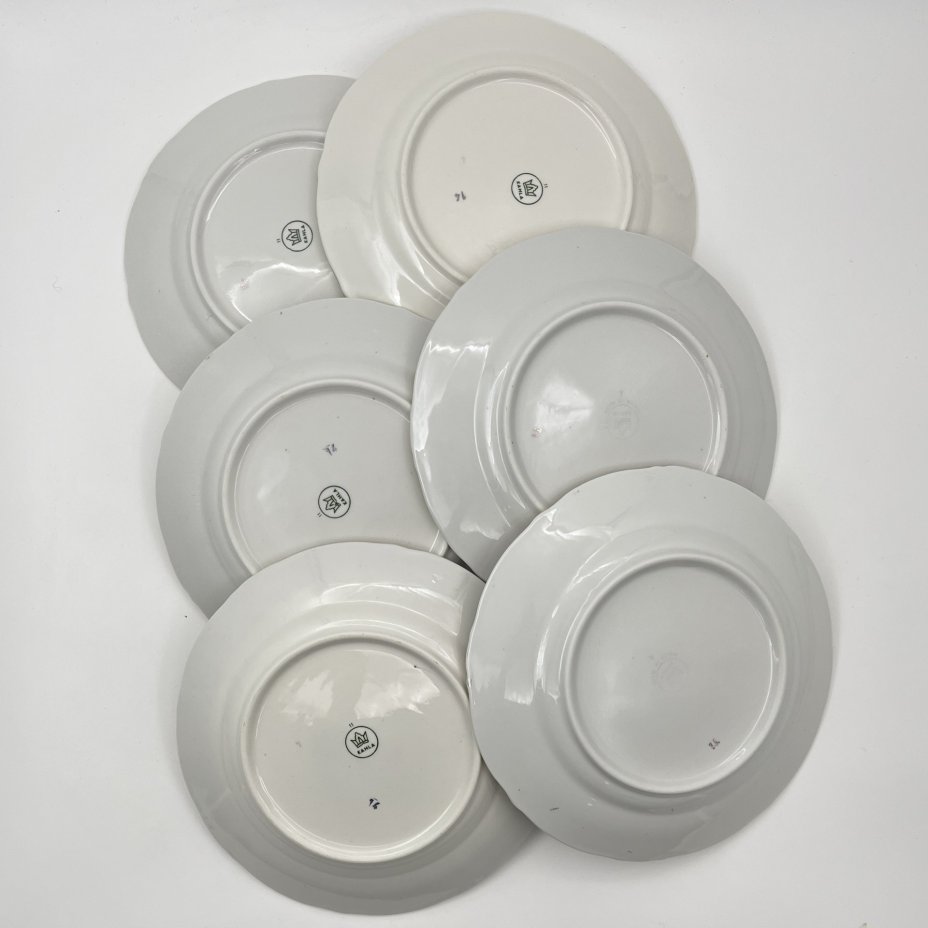 Набор из 6-ти десертных тарелок"Мадонна", фарфор, деколь, люстр, золочение, Kahla, ГДР, 1967-1987 гг.