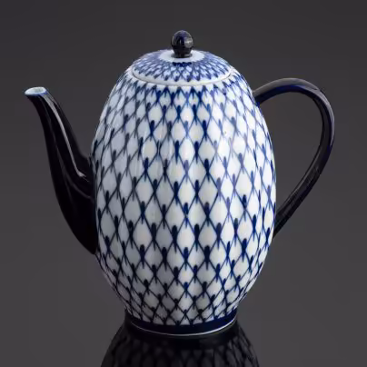 Кофейник "Кобальтовая сетка" (без золочения), Ленинградский фарфоровый завод (ЛФЗ)