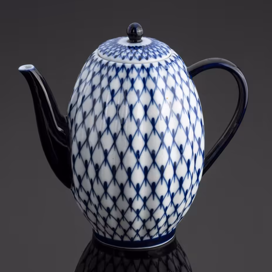 Кофейник "Кобальтовая сетка" (без золочения), Ленинградский фарфоровый завод (ЛФЗ)