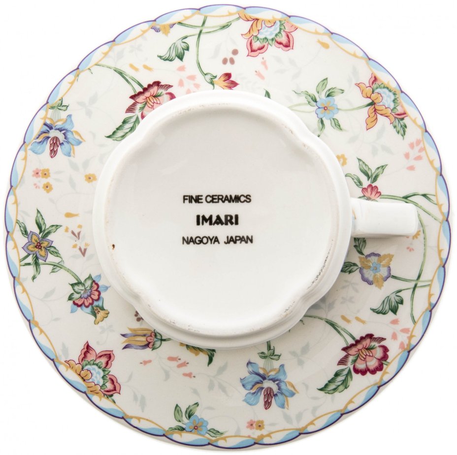 Чайная пара с цветочным узором, фарфор, деколь, фирма "Imari", Япония, 2000-2015 гг., Imari