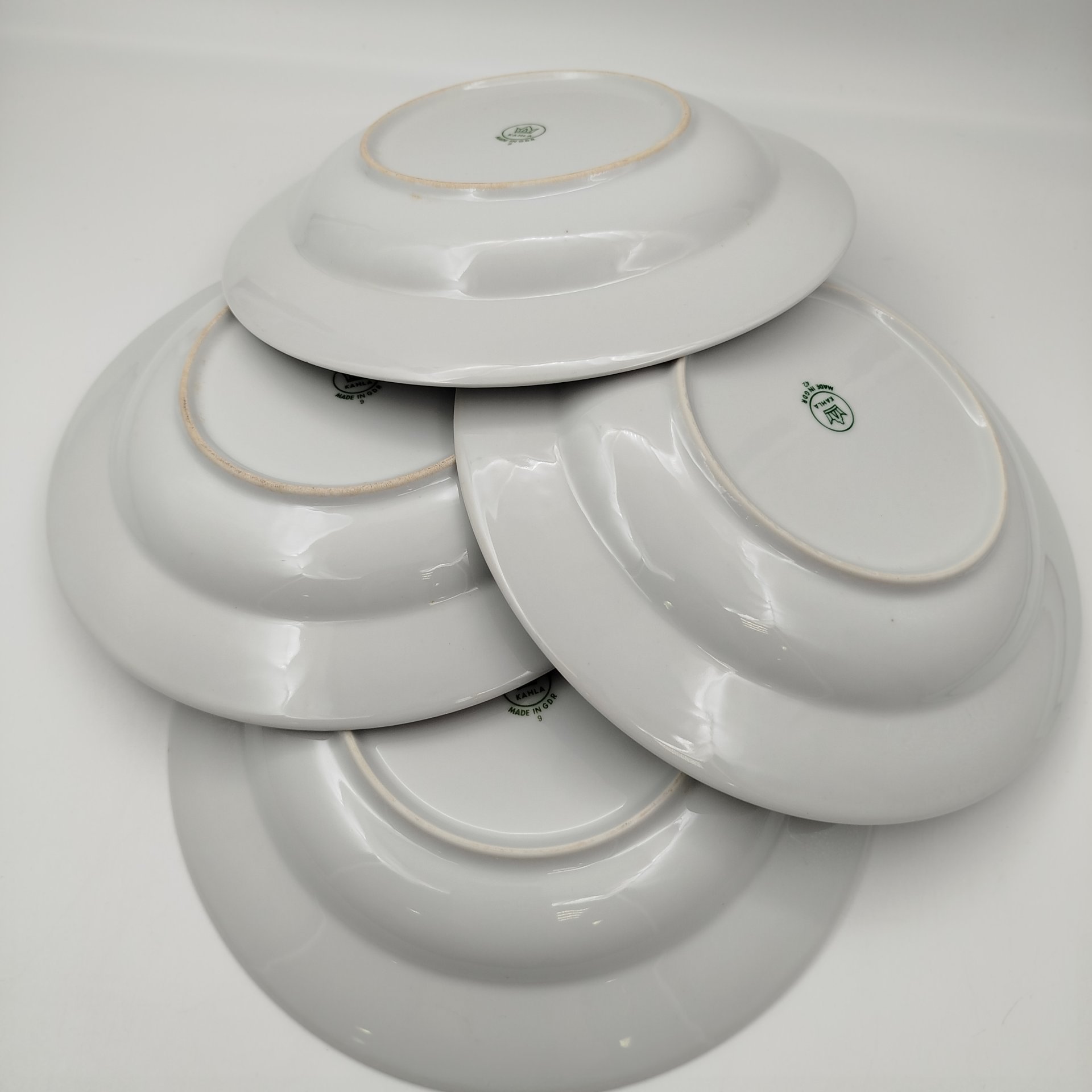 Набор суповых тарелок на 4 персон с изображением цветов, фарфор, деколь, Kahla, ГДР, 1968-1987 гг.