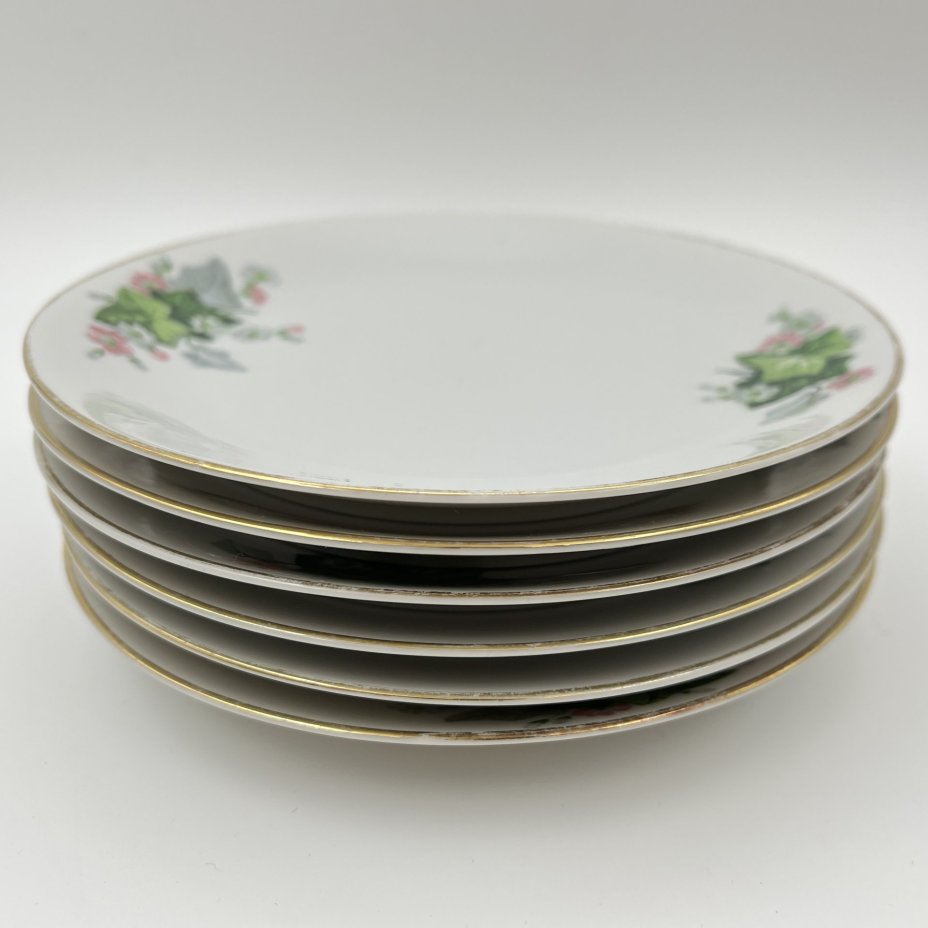 Набор кофейный с цветочным декором на 6 персон (19 предметов), фарфор, деколь, золочение, Schönwald, Германия, 1950-1972 гг.