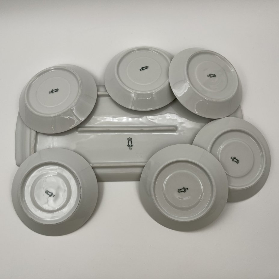 Набор кофейный с цветочным декором на 6 персон (19 предметов), фарфор, деколь, золочение, Schönwald, Германия, 1950-1972 гг.