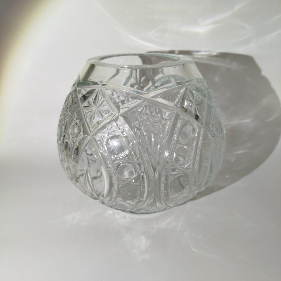Ваза с резным декором, хрусталь, гранение, СССР, 1970-1990 гг.