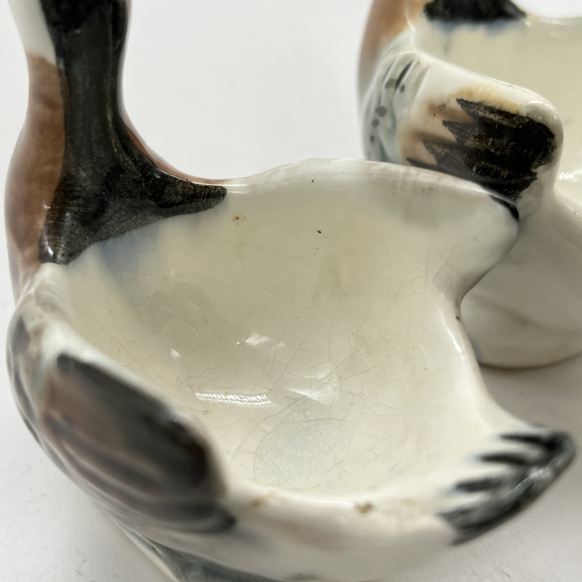 Пашотницы (солонки) парные в виде уточек, фаянс, роспись, Конаковский фаянсовый завод им. М.И. Калинина (ЗиК Конаково), СССР, 1950-1960 гг.