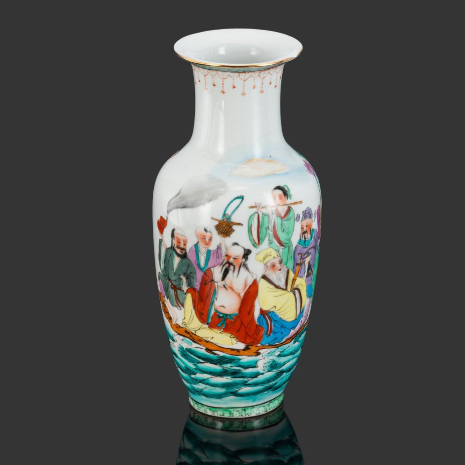 [Редкий сюжет] Ваза, "Восемь Бессмертных, пересекающих море" (даосский пантеон)