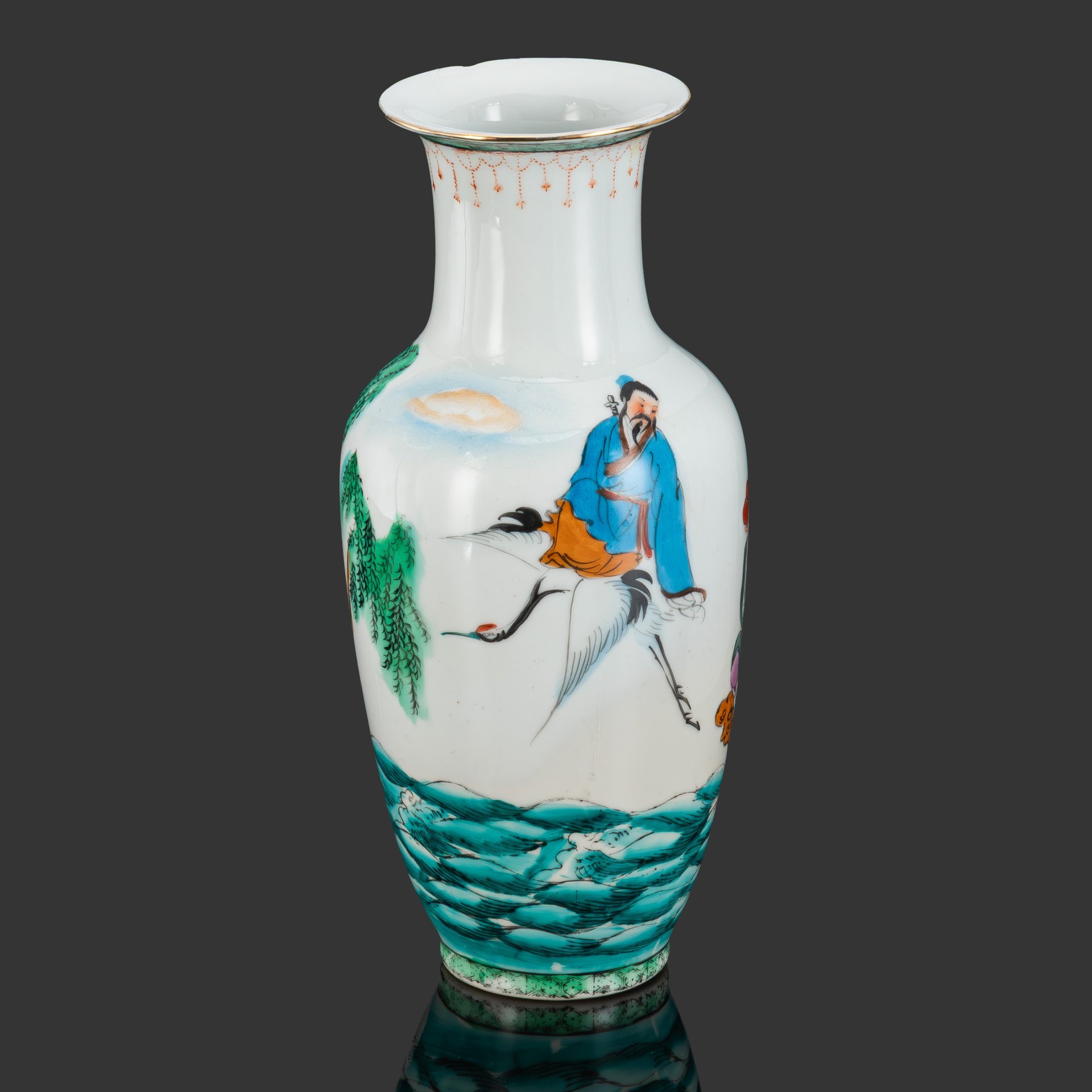 [Редкий сюжет] Ваза, "Восемь Бессмертных, пересекающих море" (даосский пантеон)