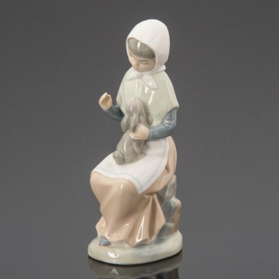 Статуэтка "Девочка с зайцем на коленях", Lladro, фарфор, роспись, Zaphir, Испания, 1970-1980 гг., Zaphir