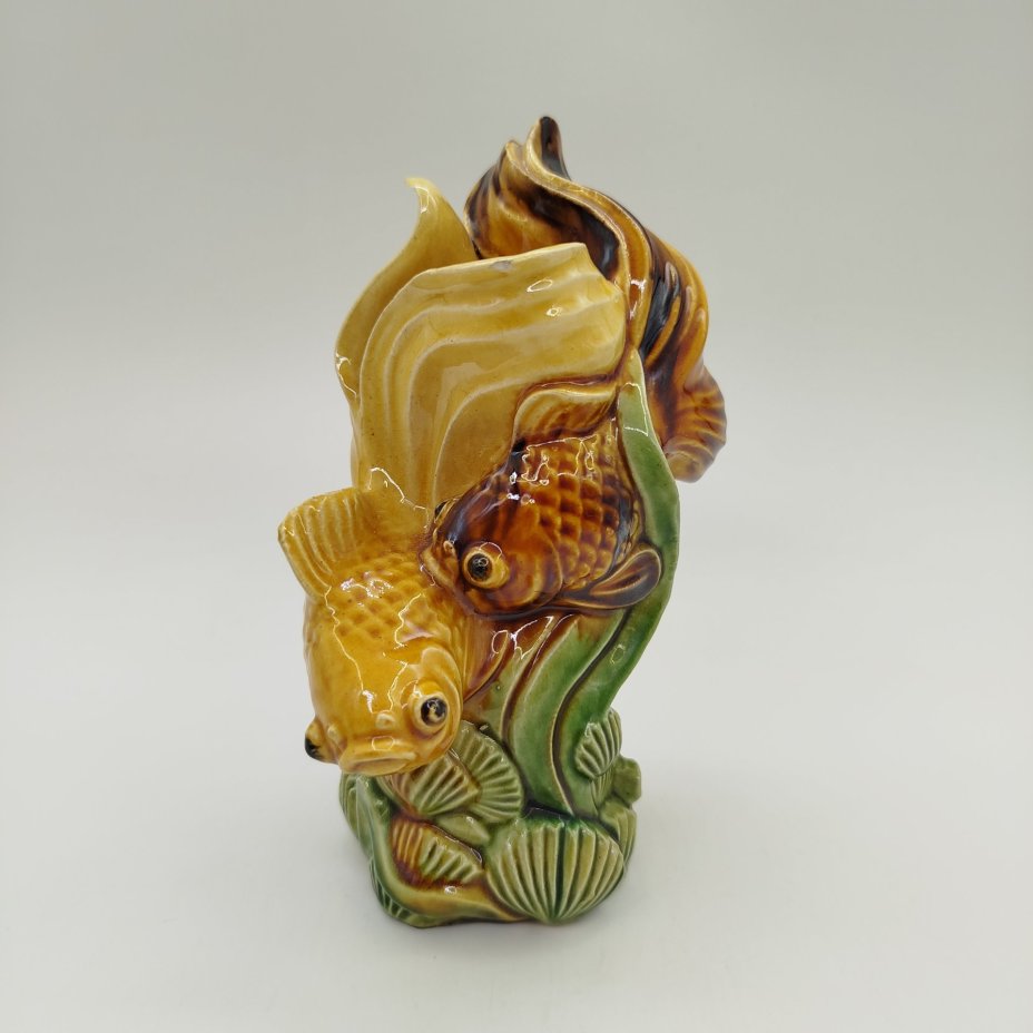 Статуэтка "Золотые рыбки", керамика, роспись, Азия, 1960-1980 гг.