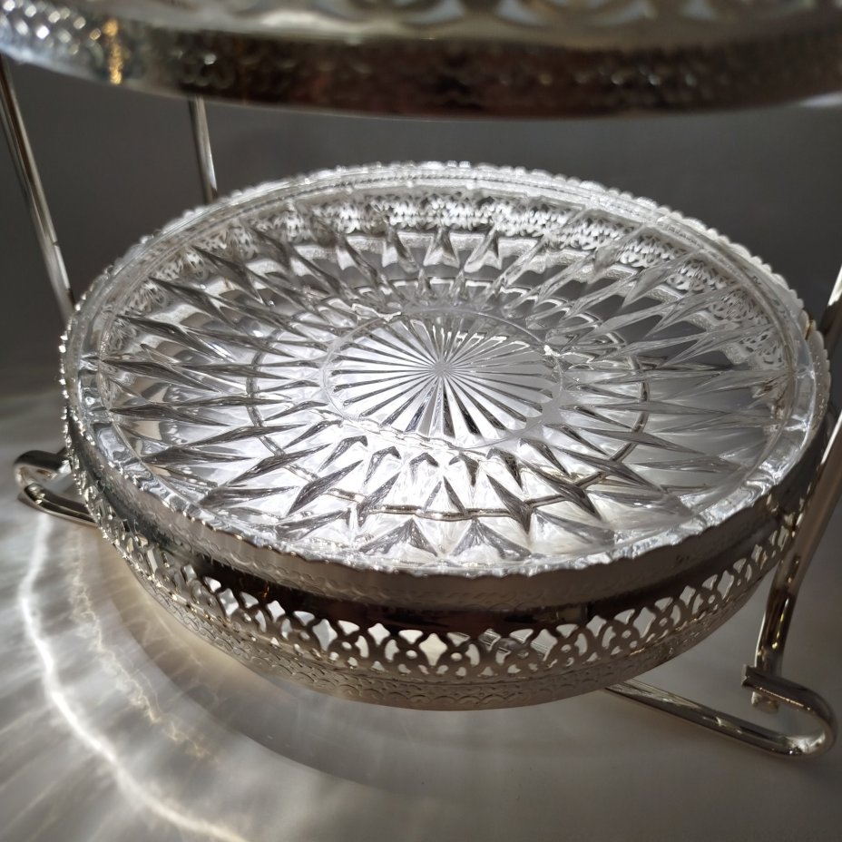 Подставка для пирожных двухярусная, стекло, металл, Китай, 2010-2020 гг.