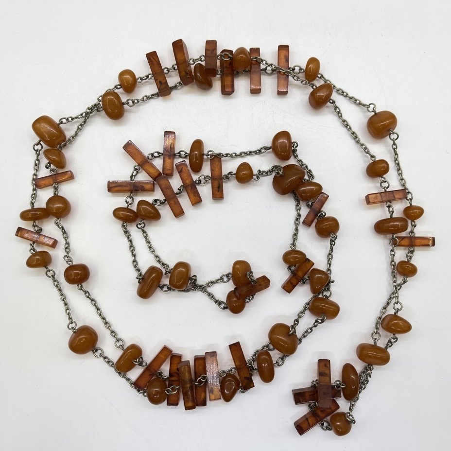 Бусы винтажные с бусинами разного размера и формы