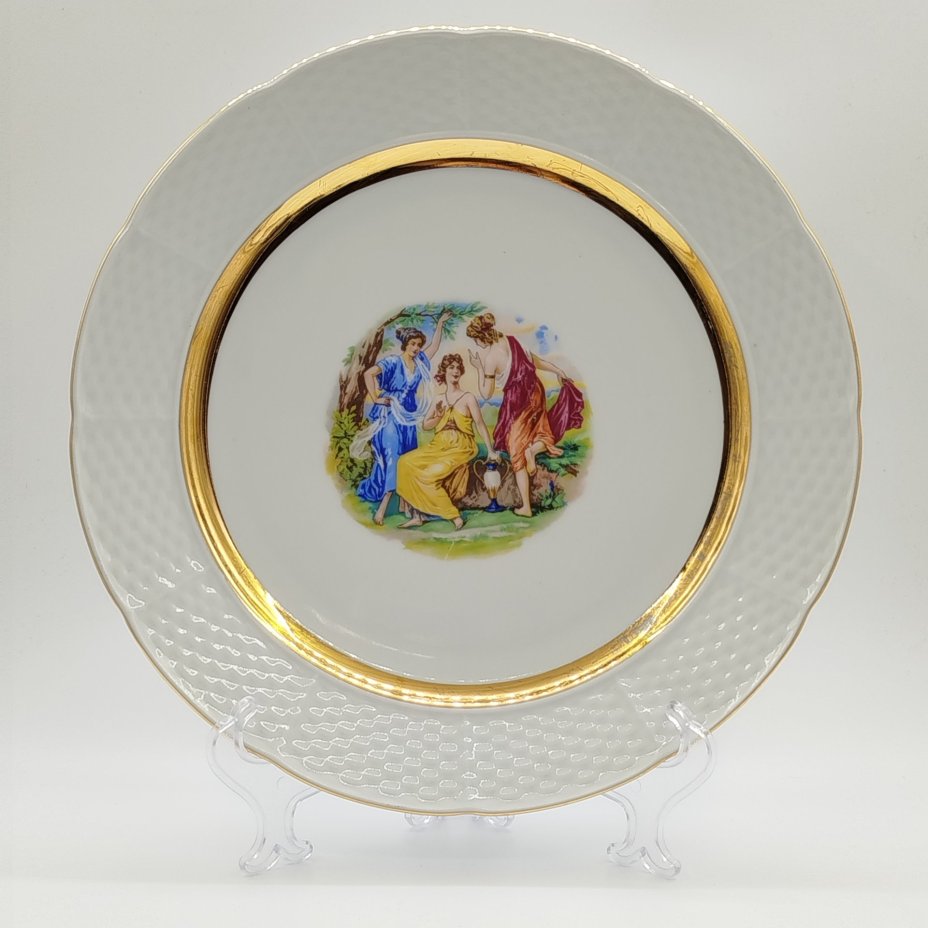 Блюдо сервировочное "Мадонна", фарфор, деколь, золочение, Thun (Тун), Чехословакия, 1970-1990 гг.