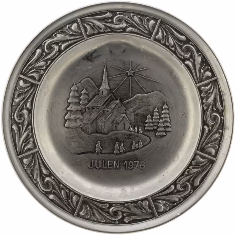 Тарелка декоративная "Julen 1978" ("Рождество 1978"), олово, Норвегия, 1978 г.