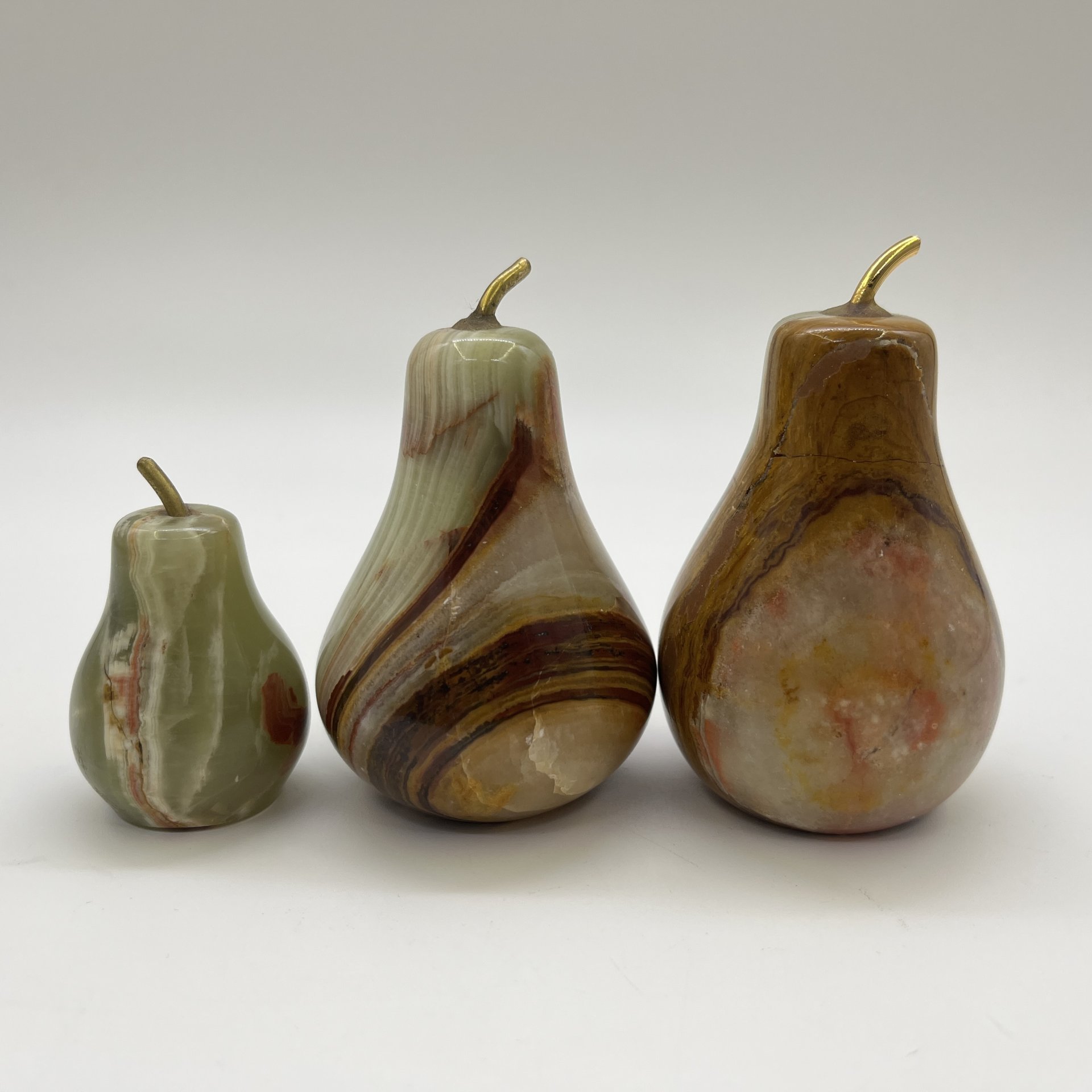 Набор из 3-х статуэток "Груши", оникс, металл, Азия, 2000-2010 гг.