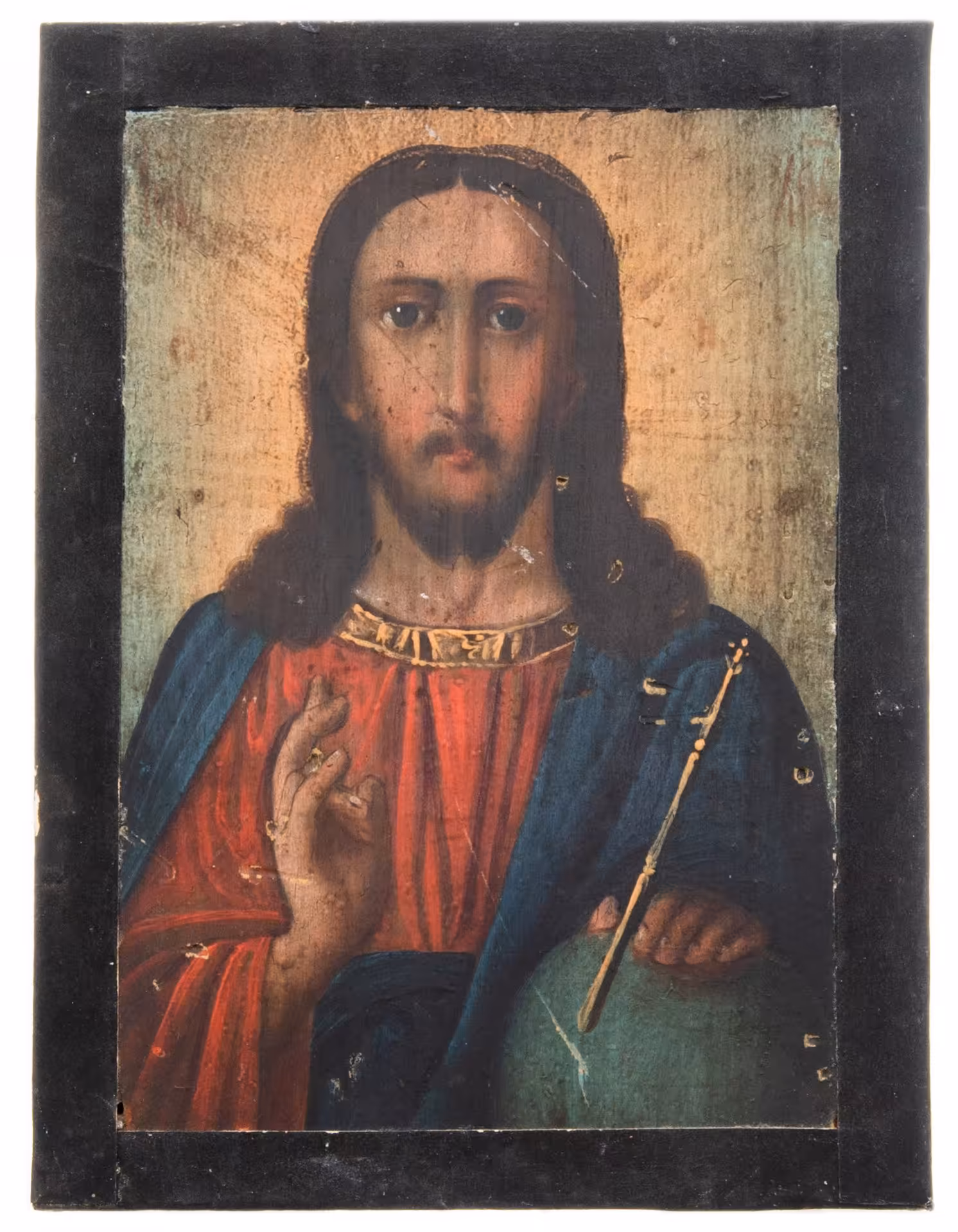 Икона "Господь Вседержитель", дерево, масло, бумага, Российская империя, 1860-1900 гг.