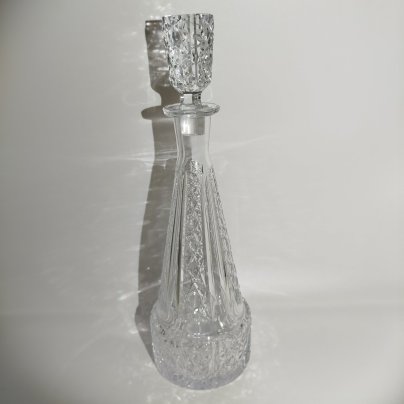 Графин (штоф) с рельефным декором, хрусталь, алмазная грань, СССР, 1970-1990 гг.