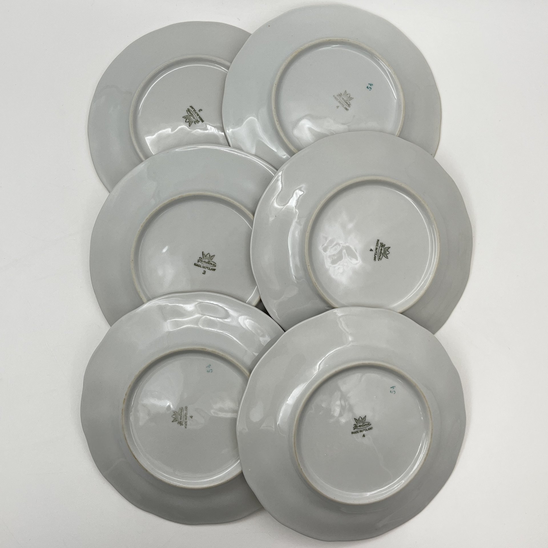 Набор из 6-ти десертных тарелок с изображением розы, фарфор, деколь, золочение, Karolina (Фарфоровая мануфактура «Каролина», Польша), Польша, 1980-1990 гг.