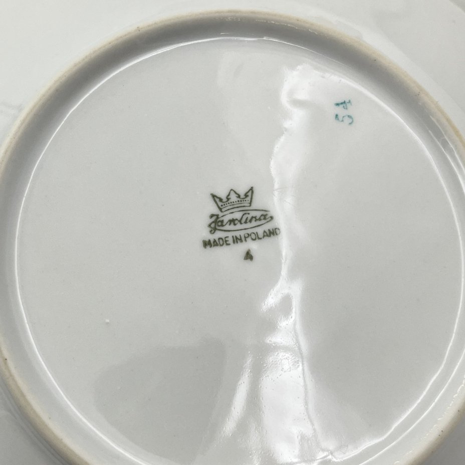 Набор из 6-ти десертных тарелок с изображением розы, фарфор, деколь, золочение, Karolina (Фарфоровая мануфактура «Каролина», Польша), Польша, 1980-1990 гг.