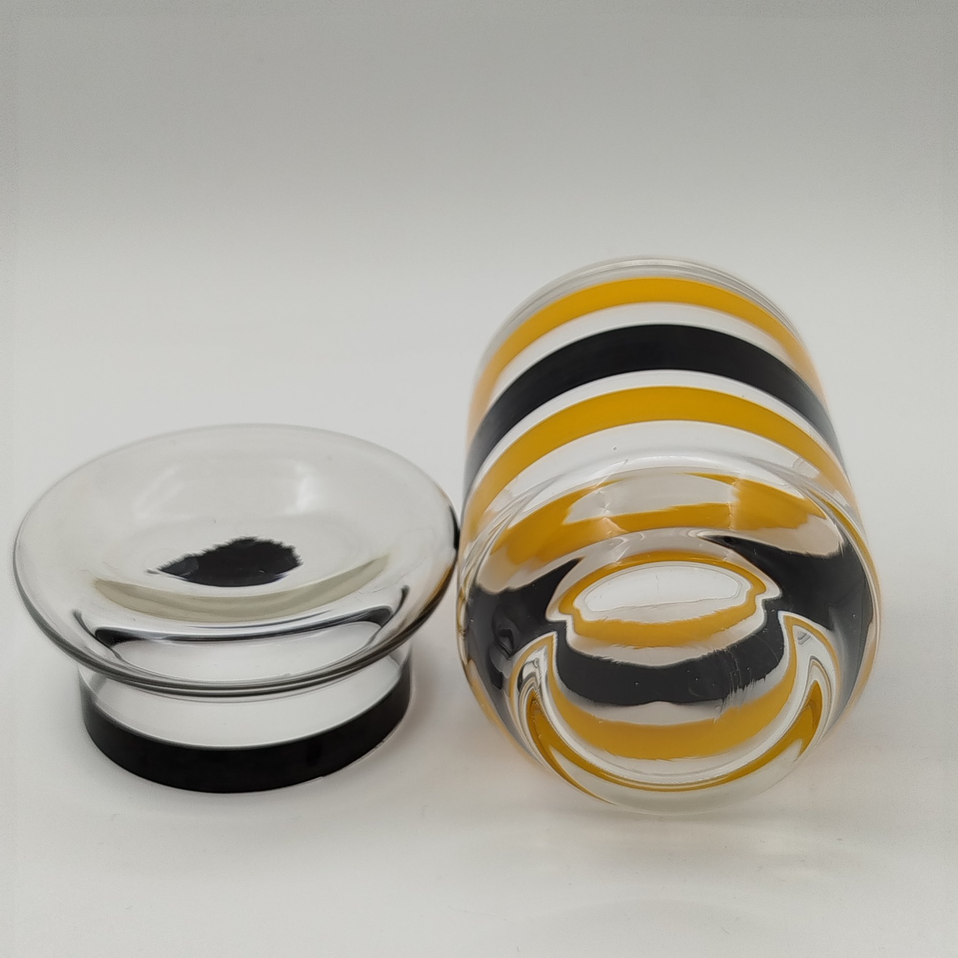 Стакан с крышкой, стекло, краска, СССР, 1960-1980 гг.