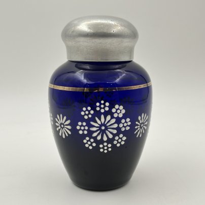 Чайница с цветочным декором, Автоштамп Мосгорисполком, стекло, роспись, золочение, СССР, 1950-1970 гг.