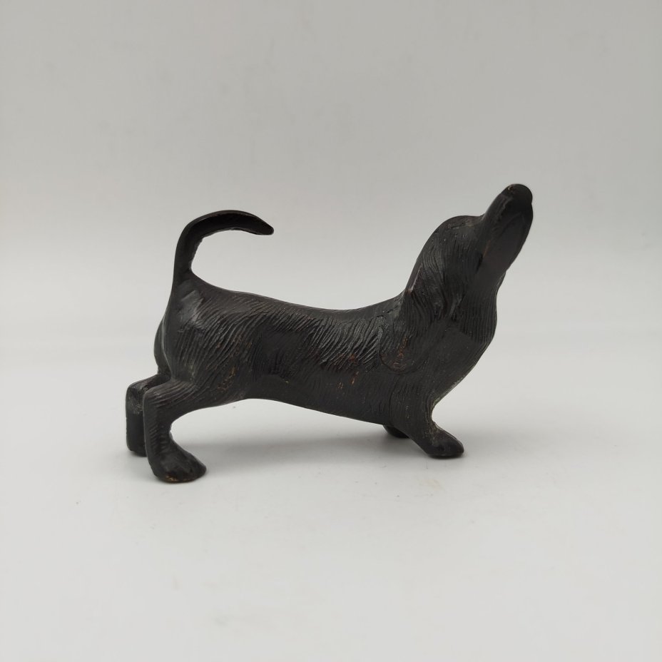Статуэтка "Собака", металл, литье, гравировка, СССР, 1980-1990 гг.