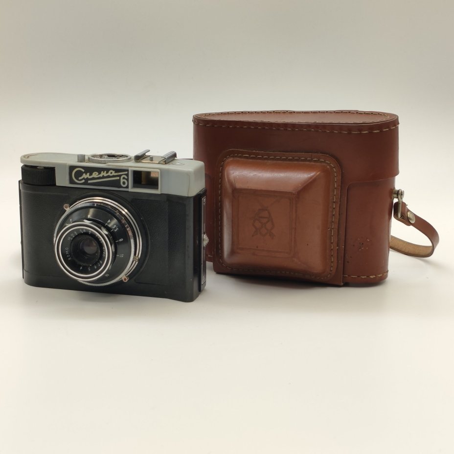Фотоаппарат шкальный "Смена-6",  в кофре, металл, стекло, пластик, кожа, ЛОМО (Ленинградское оптико-механическое объединение), СССР, 1961-1969 гг.