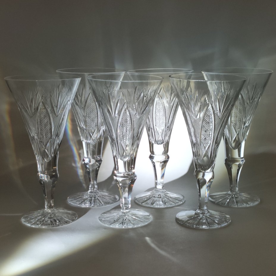 Набор из 6-ти бокалов для шампанского с резным декором