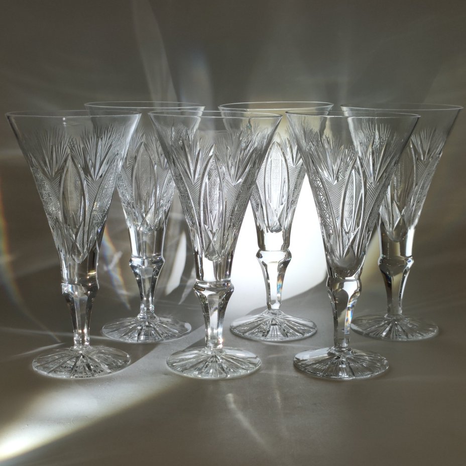 Набор из 6-ти бокалов для шампанского с резным декором