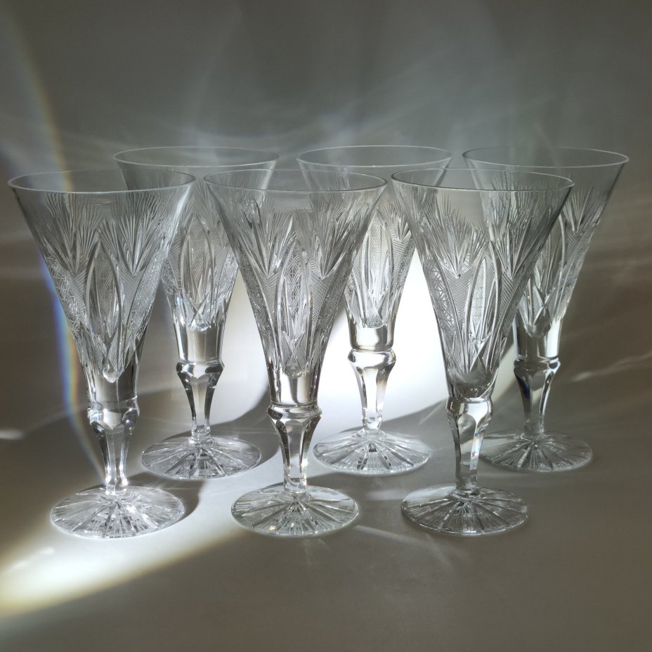 Набор из 6-ти бокалов для шампанского с резным декором
