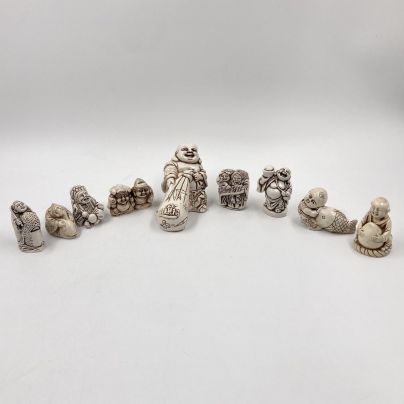 Нэцкэ катабори (набор из 9-ти статуэток), композитный материал, Азия, 1980-2000 гг.