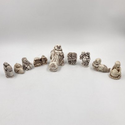Нэцкэ катабори (набор из 9-ти статуэток), композитный материал, Азия, 1980-2000 гг.