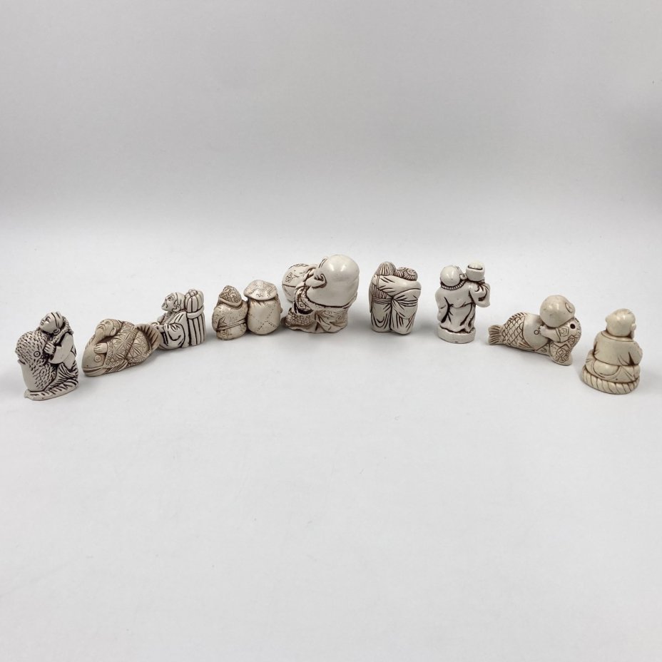 Нэцкэ катабори (набор из 9-ти статуэток), композитный материал, Азия, 1980-2000 гг.