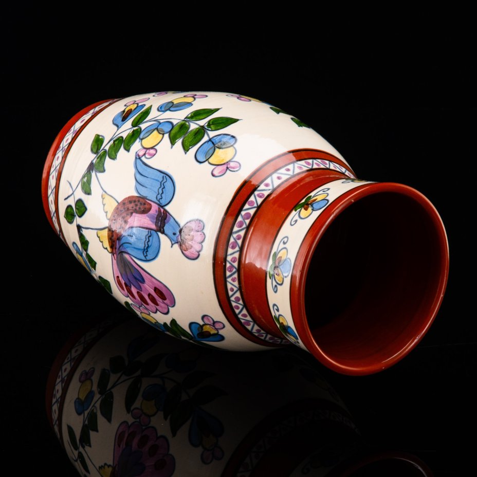 Ваза  "Петушок", Старая Гжель, глина, роспись, СССР, 1960-1990 гг.