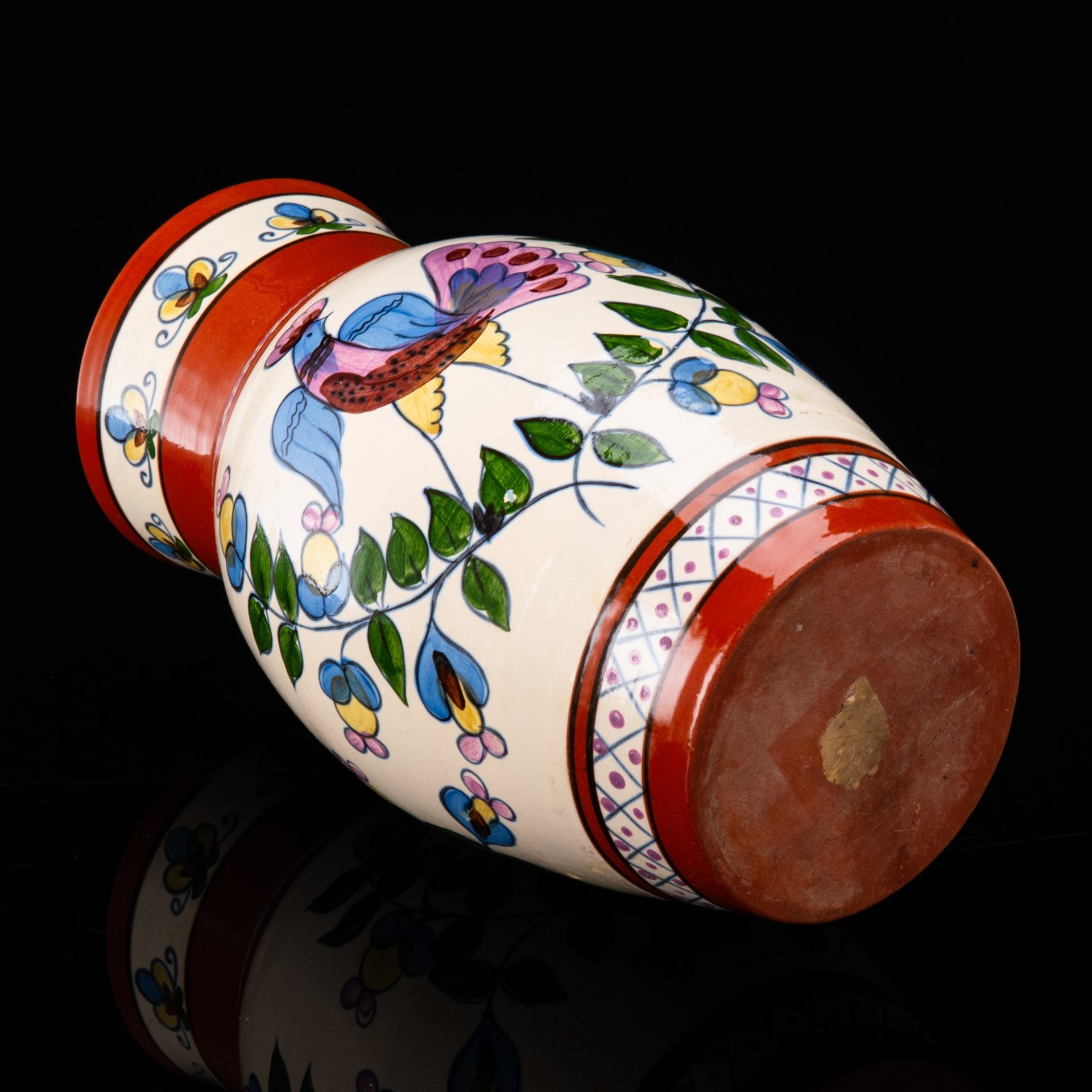 Ваза  "Петушок", Старая Гжель, глина, роспись, СССР, 1960-1990 гг.