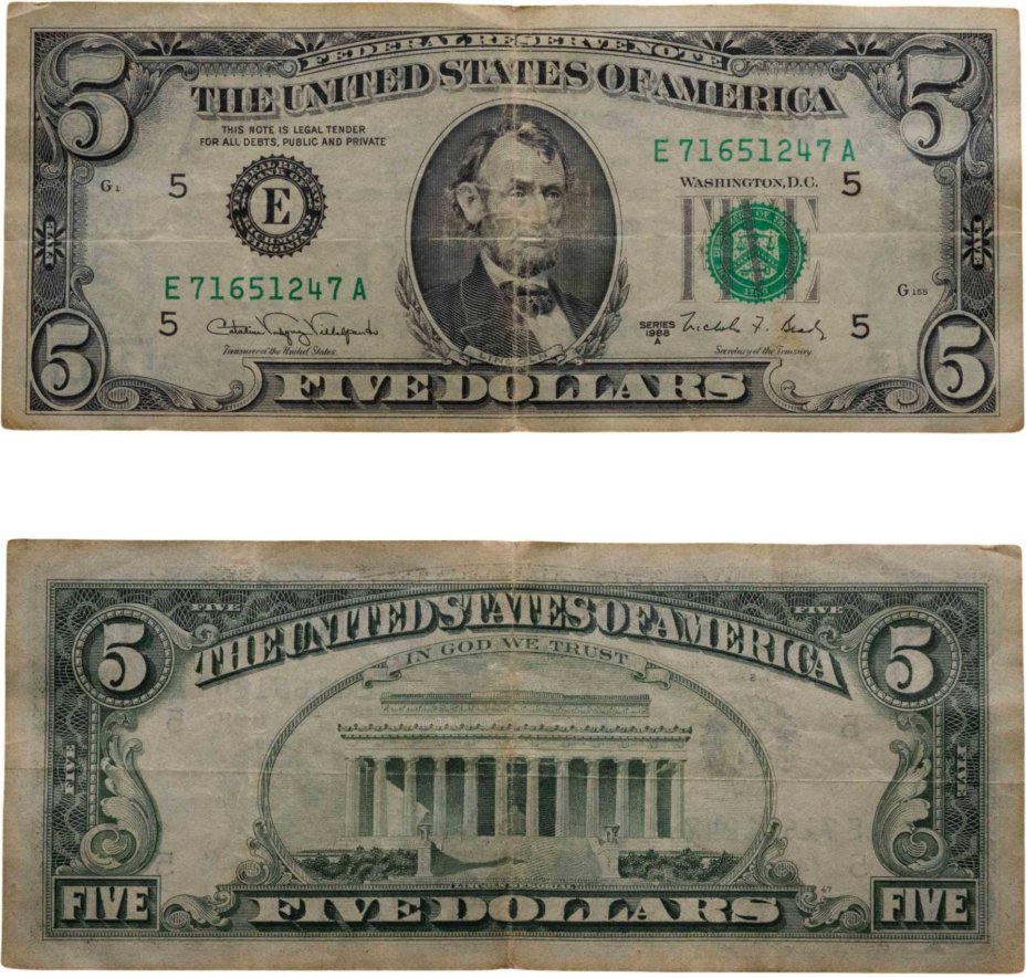 США 5 долларов 1988 год E-Ричмонд