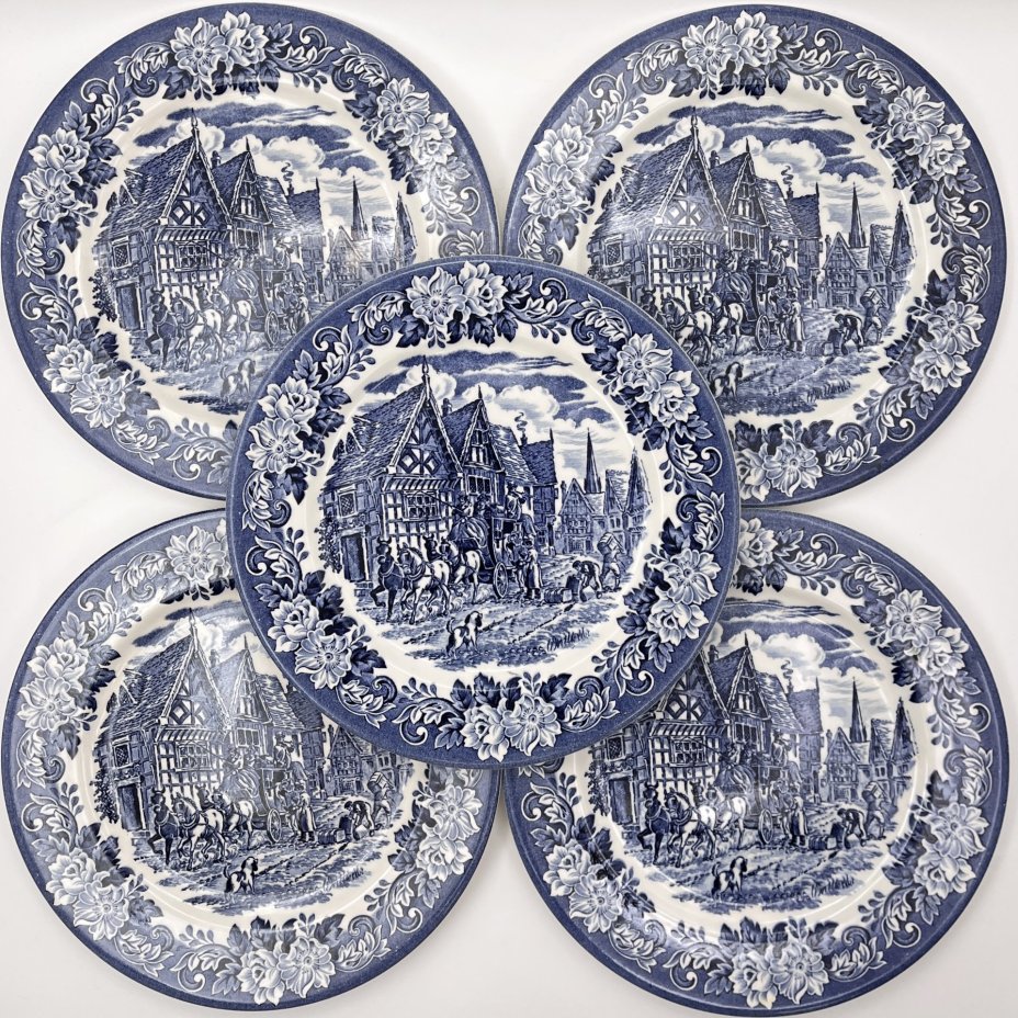 Набор обеденных тарелок "Coaching scenes" ("Сцены с каретами") на 6 персон, English Ironstone Tableware (EIT)