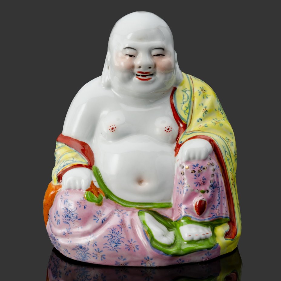Статуэтка "Хотей" (божество счастья, веселья, благополучия и достатка), фарфор, роспись, Китай, 1950-1970 гг.