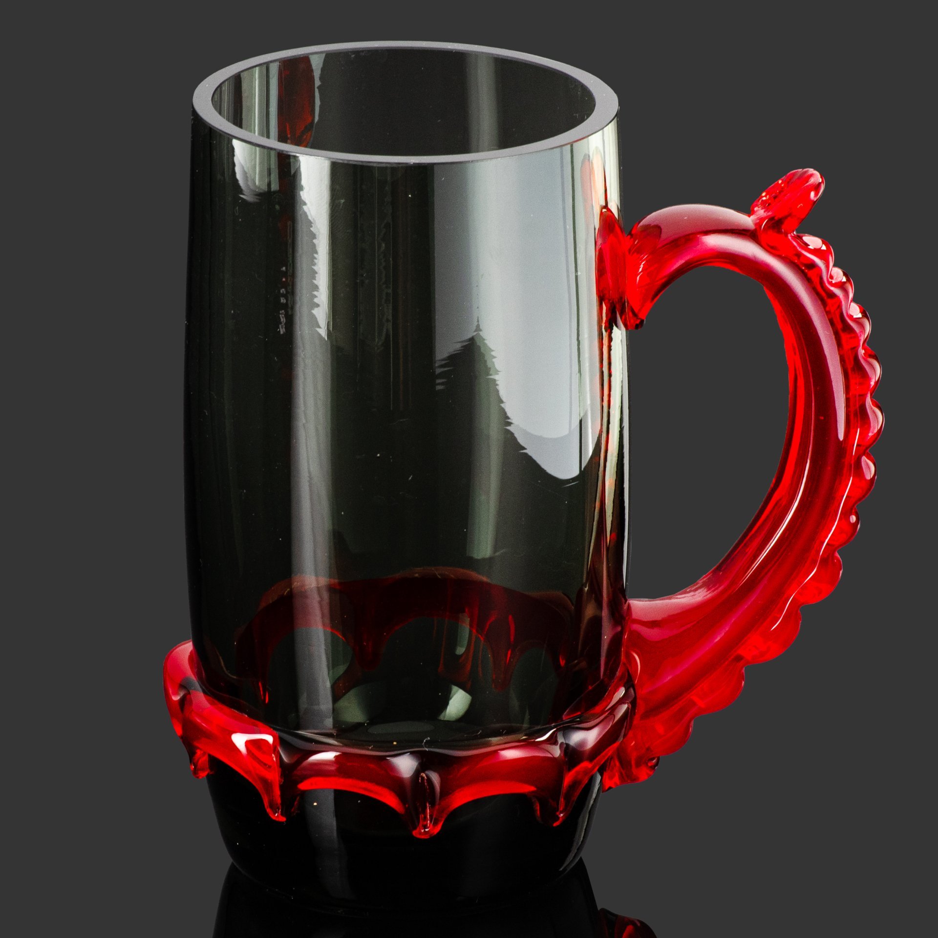 Кружка пивная "Радость", стекло, гутная техника, налепы, Киевский завод художественного стекла (КЗХС), СССР, 1960-1980 гг.