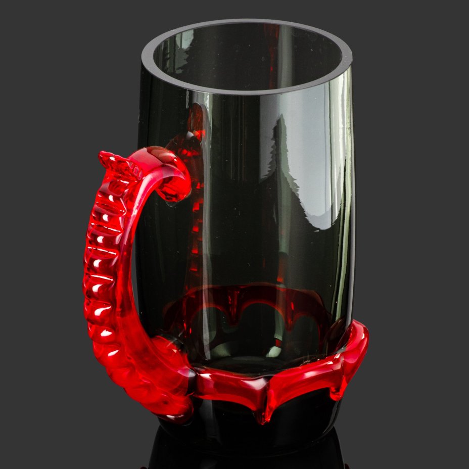 Кружка пивная "Радость", стекло, гутная техника, налепы, Киевский завод художественного стекла (КЗХС), СССР, 1960-1980 гг.