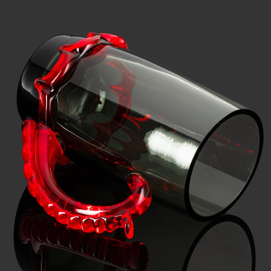 Кружка пивная "Радость", стекло, гутная техника, налепы, Киевский завод художественного стекла (КЗХС), СССР, 1960-1980 гг.