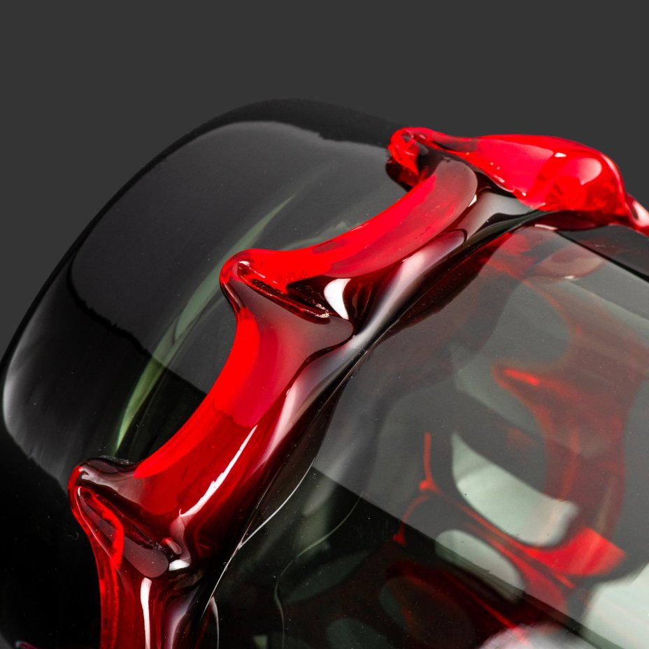 Кружка пивная "Радость", стекло, гутная техника, налепы, Киевский завод художественного стекла (КЗХС), СССР, 1960-1980 гг.