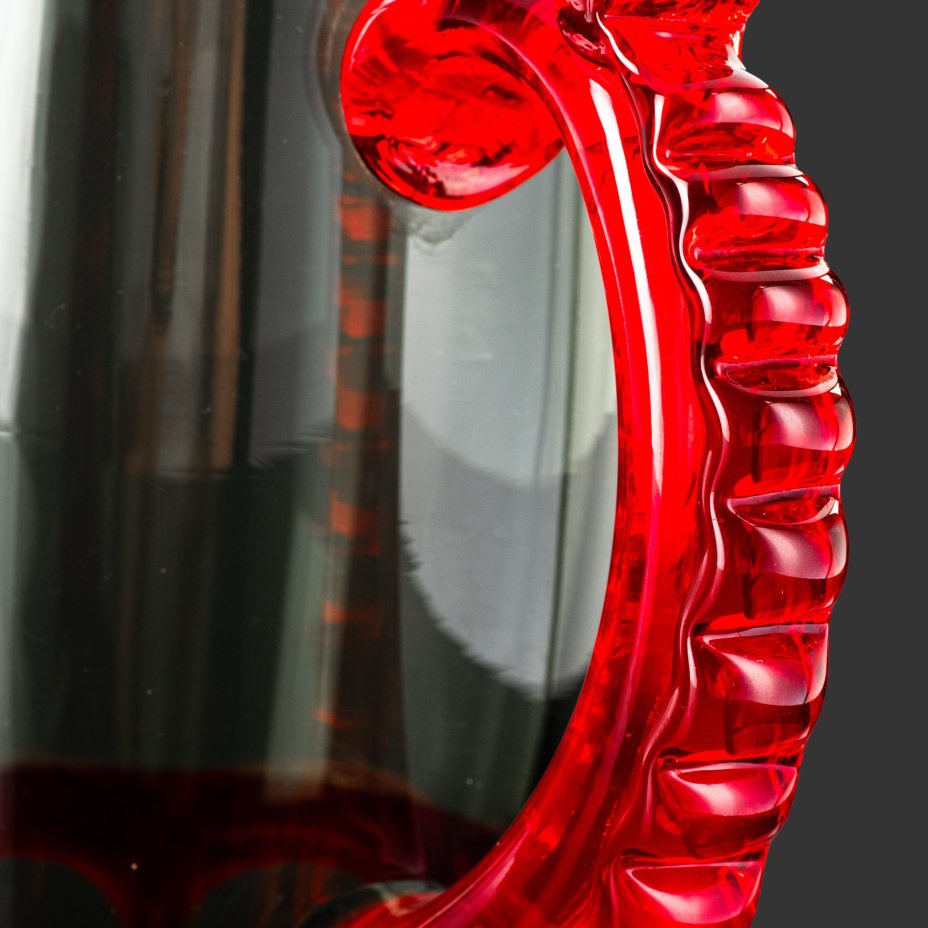 Кружка пивная "Радость", стекло, гутная техника, налепы, Киевский завод художественного стекла (КЗХС), СССР, 1960-1980 гг.